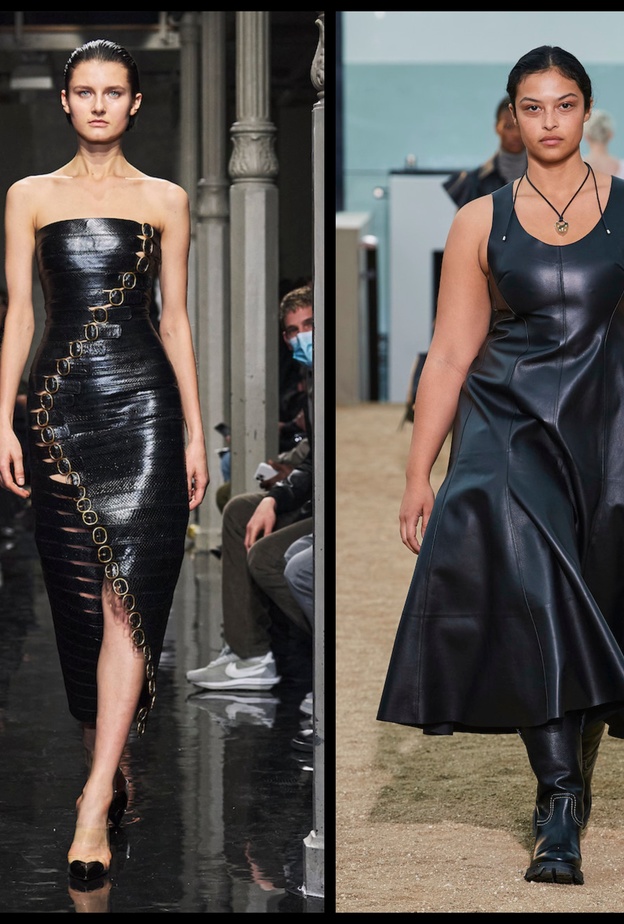 فساتين جلد أنيقة للنساء الممتلئات والنحيلات من مجموعات خريف 2023