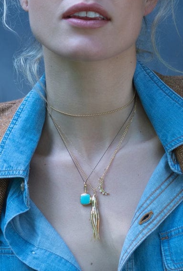 قلادة Turquoise Enamel Vermeil Cushion Locket من MONICA RICH KOSANN