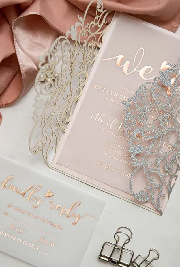 أفكار رائعة لبطاقات الدعوة لحفلات الزفاف قطع الليزر