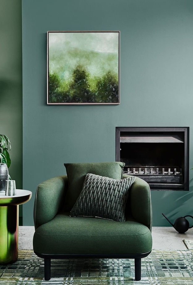 أحواض النباتات في ديكورات منزل باللون الأخضر