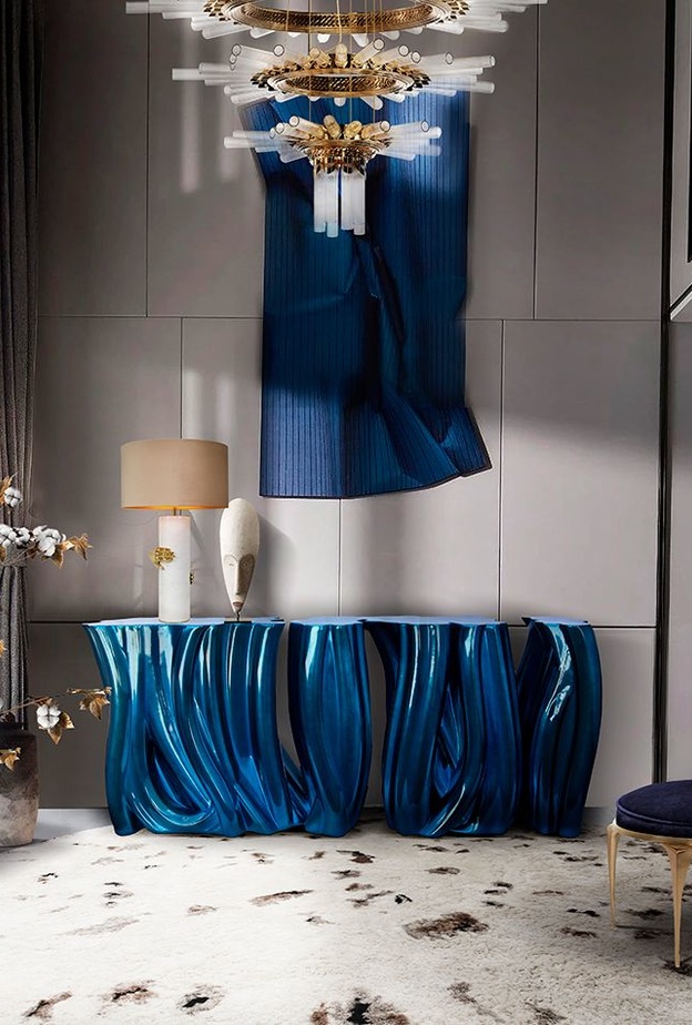 الأزرق في ديكورات منزل فخم