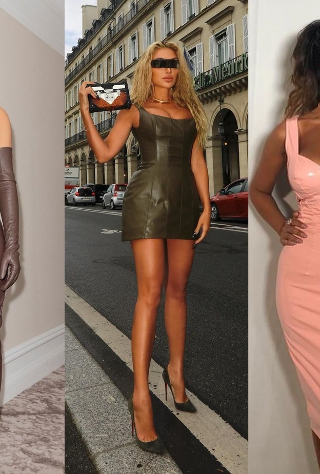 النجمات بفساتين جلدية 