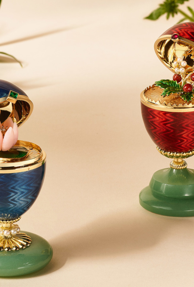 بيضة الفراولة البرية Wild Strawberry Egg وبيضة زنبق الماء Water Lily Egg، كارل فابرجيه Carl Fabergé