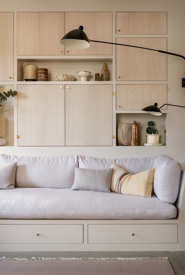 تصميم كنب مع دروج للتخزين