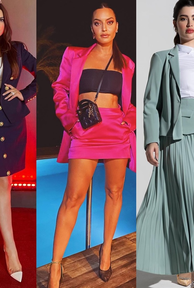 النجمات بصيحة البدلة التنورة 