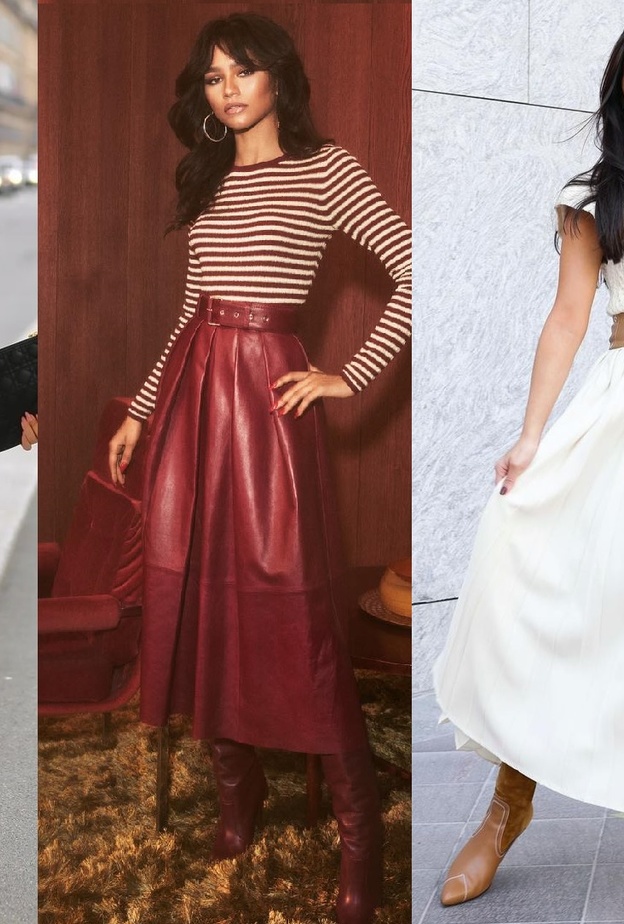 النجمات وتنسيقات البوت مع الفساتين والتنانير الطويلة 