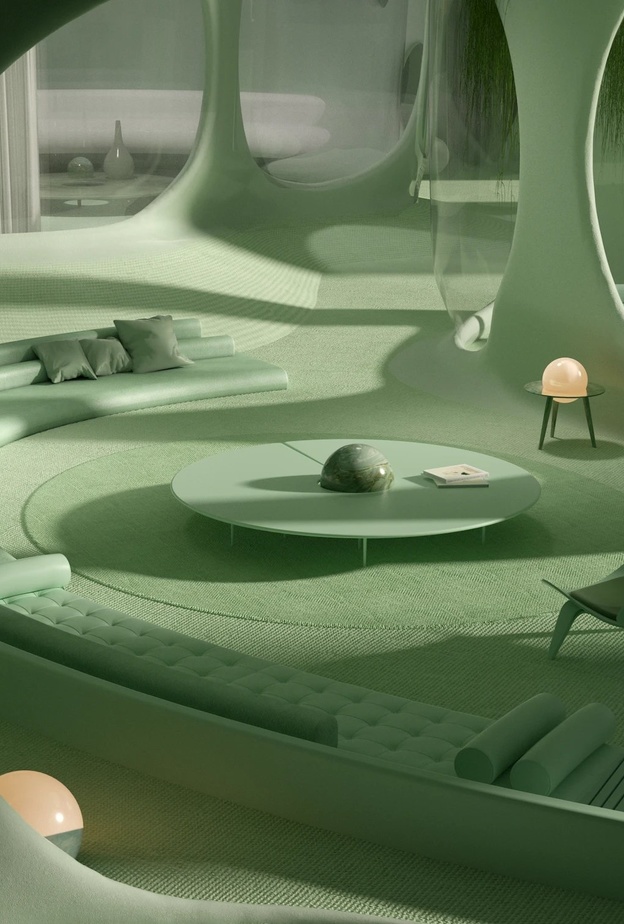 7 مساحات داخلية منزلية بدرجات اللون الأخضر