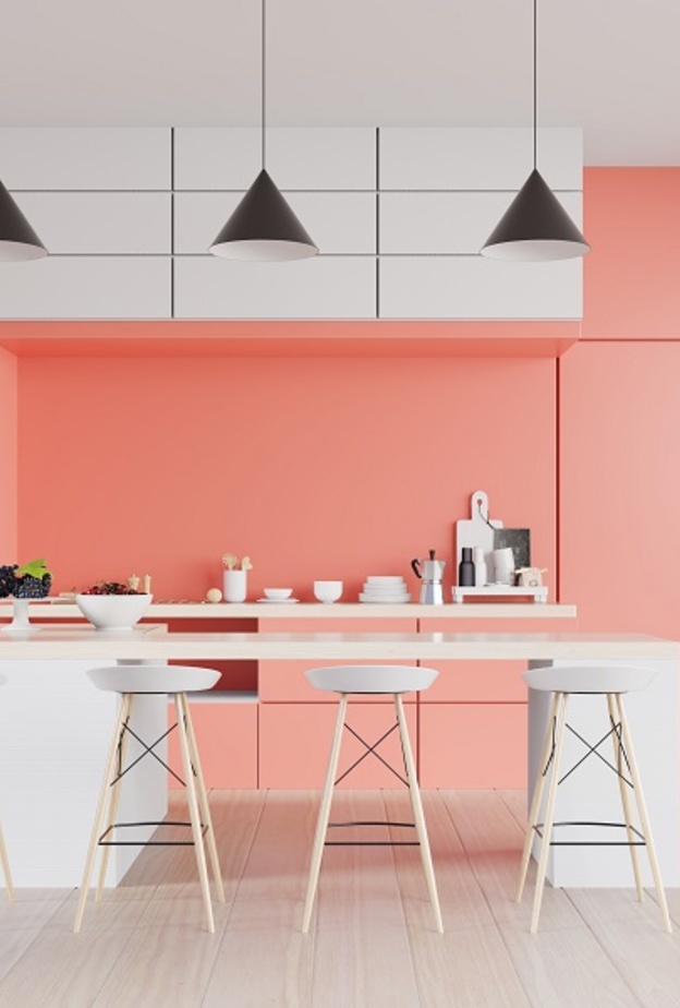 اختاري اللون الوردي بدرجة السلمون  لجدران مطبخك