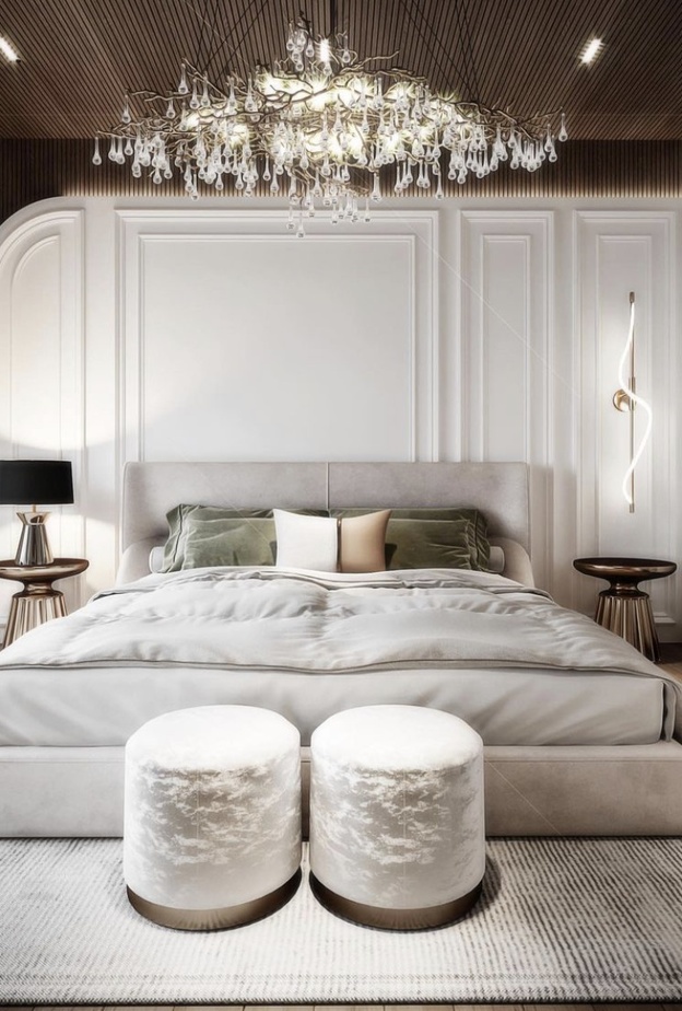 تصميم سرير مريح وديكورات فخمة وبألوان صحية