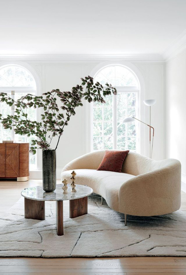 كنب بخطوط انسيابية تبرز جمال الكنب