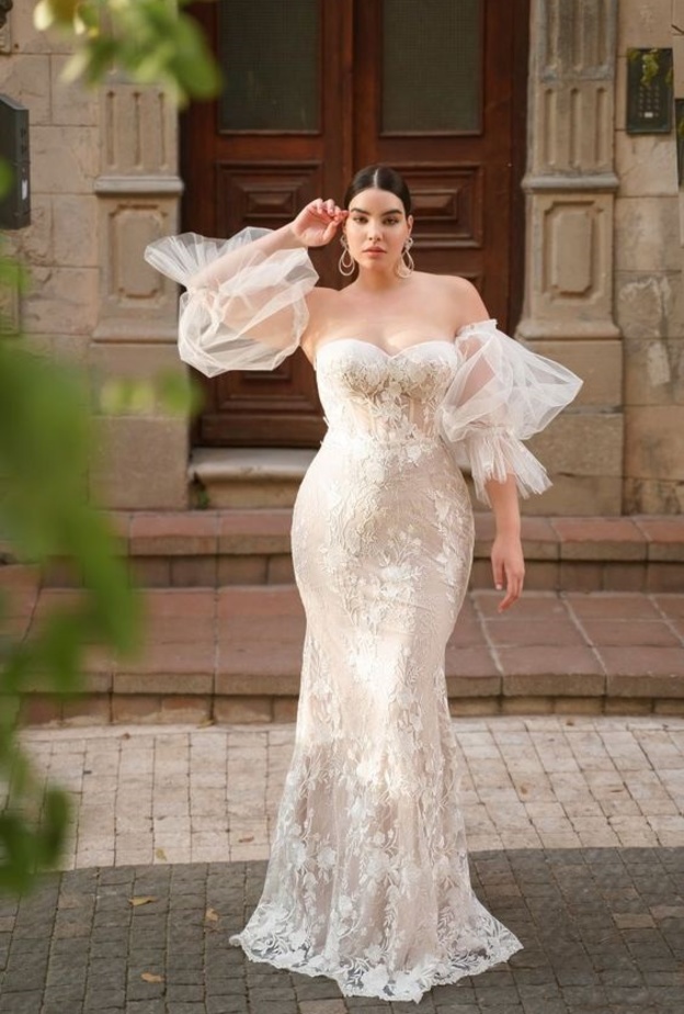 فساتين زفاف للممتلئات بقصة الحورية