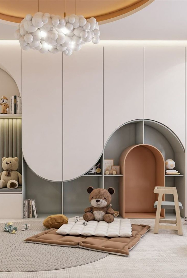 مكاتب جدارية مع مفارش أرضية تضفي المتعة لغرف الأطفال