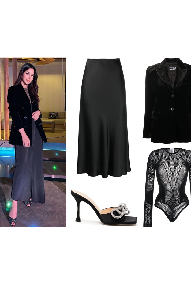 اختارت أسيل عمران ستايلاً شبابياً وعصرياً باللون الأسود 