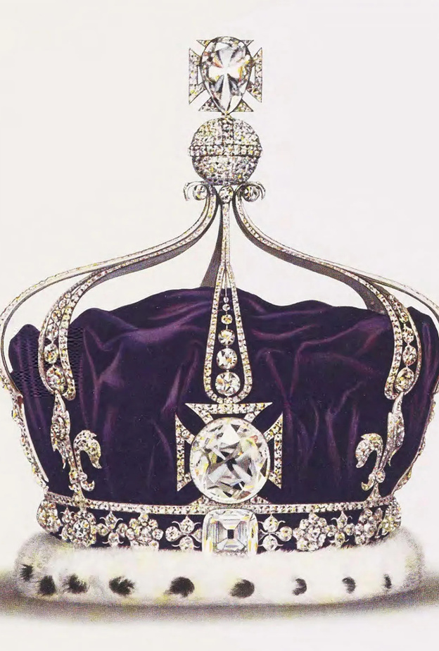 رسم لتاج الملكة الراحلة إليزابيث الثانية المرصع بماسة كوهينور The Kohinoor Diamond - الصورة عن الموسوعة البريطانية 