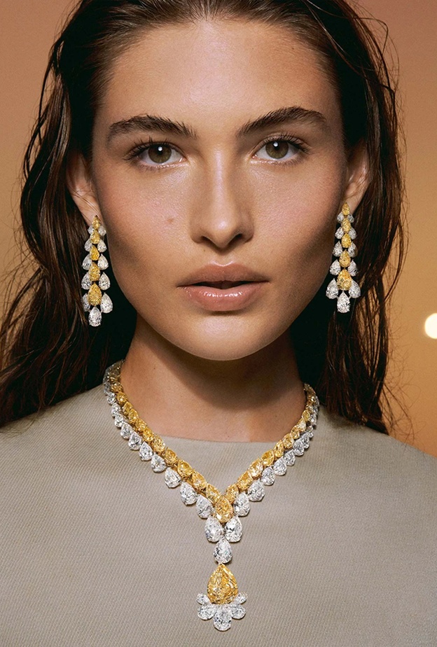 ‏موديلات مجوهرات فخمة بالماس الأصفر تلائم العروس عاشقة التميز