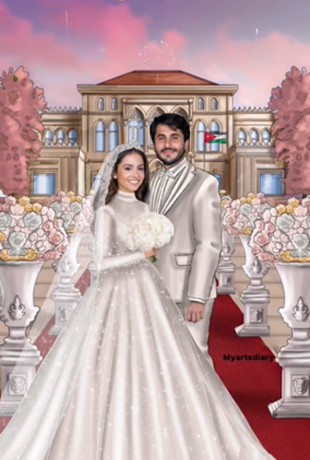 العروسان بتصميم مصممة دعوات الزفاف الإلكترونية لانا سردار