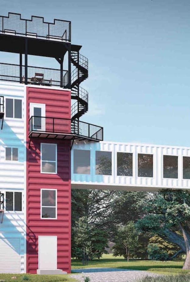 air castle.. منزل الشجرة المبني من الحاويات المعاد تدويرها