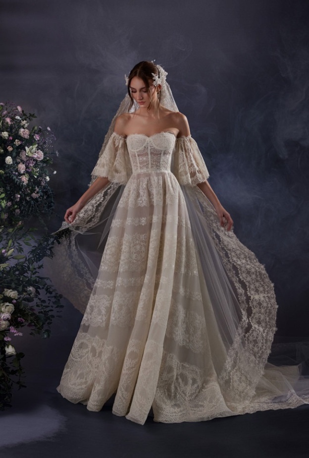 فساتين زفاف مع أكمام منسدلة من أسبوع الموضة العرائسي في نيويورك@zuhairmurad