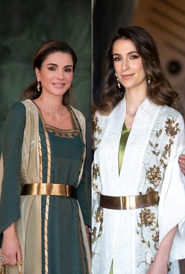 الحزام نفسه في إطلالتي رجوة والملكة رانيا