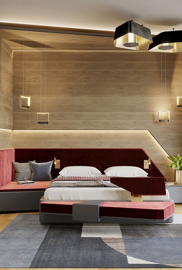 تصميم سرير متعدد الاستخدامات لغرف نوم عصرية