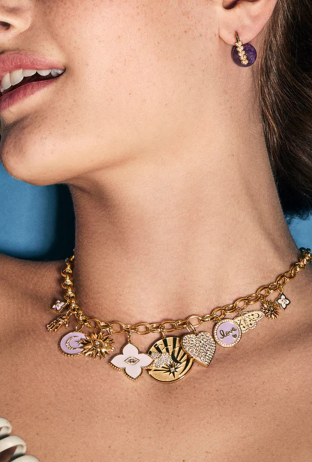 قلادة GOLD  DIAMOND LOVE  PROTECTION MULTI-CHARM من Sydney Evan 