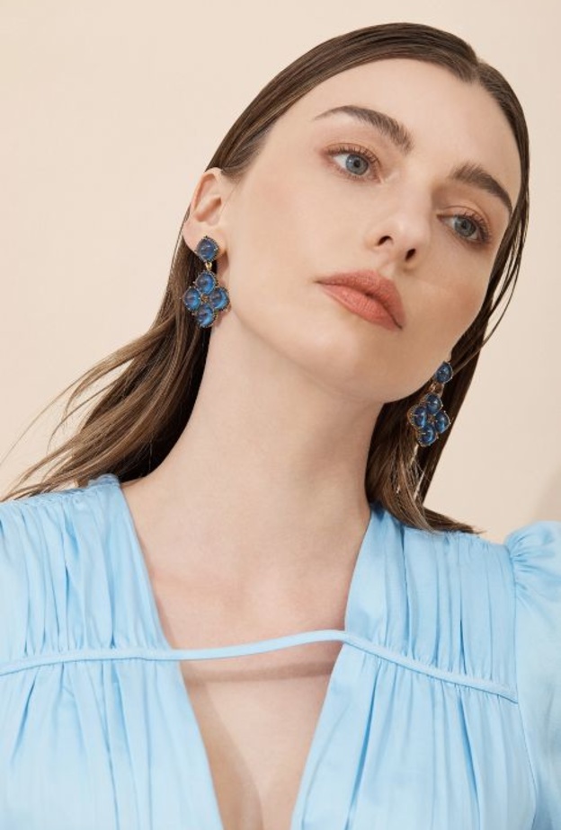 أقراط Cecilia المرصعة بالياقوت والجزع والكوارتز من فالير Valére