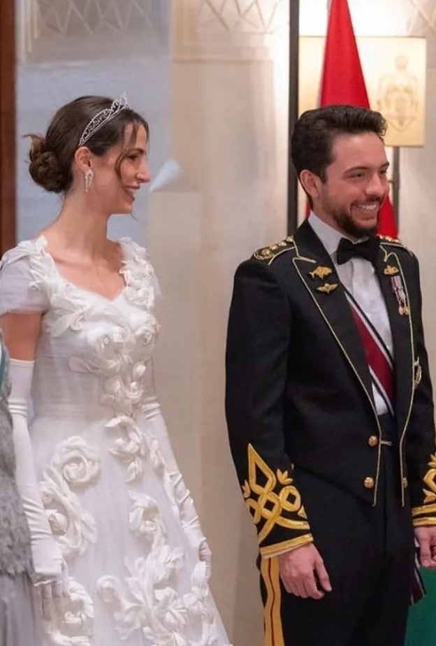 الأمير الحسين والميرة رجوة الحسين خلال حفل الإستقبال