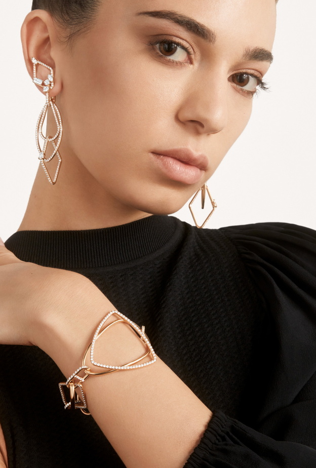 2023 POMELLATO HIGH JEWELRY COLLECTION_TERRAZZA DUOMO BRACELET & EARRINGS_ROSE GOLD & DIAMONDS