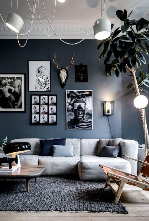 الأزرق لديكورات خريفية دافئة