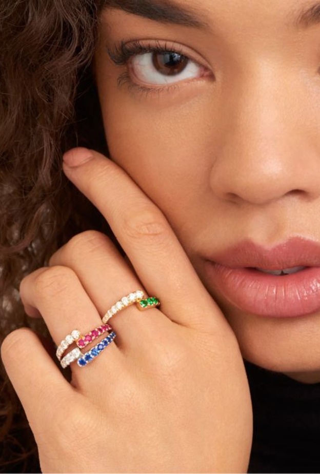 خاتم مرصع بالتسافوريت من ميليسا كاي Melissa Kaye 