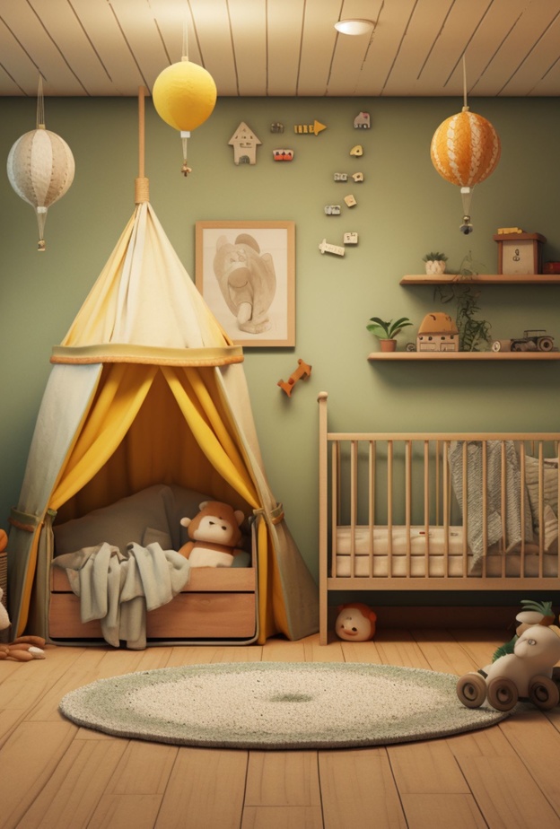 غرفة أطفال حديثي الولادة بألوان وتصاميم ممتعة