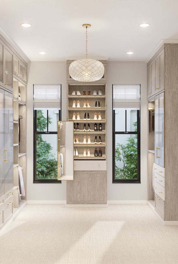 غرفة ملابس أنيقة وفخمة