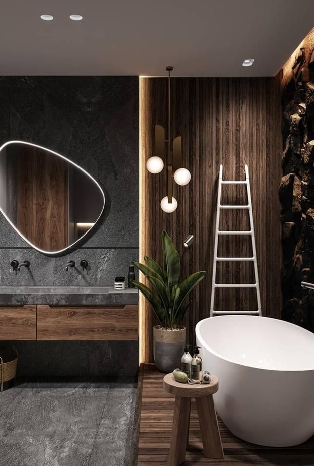 مزيج رائع وعصري لبلاط الأرضية والجدران في الحمامات