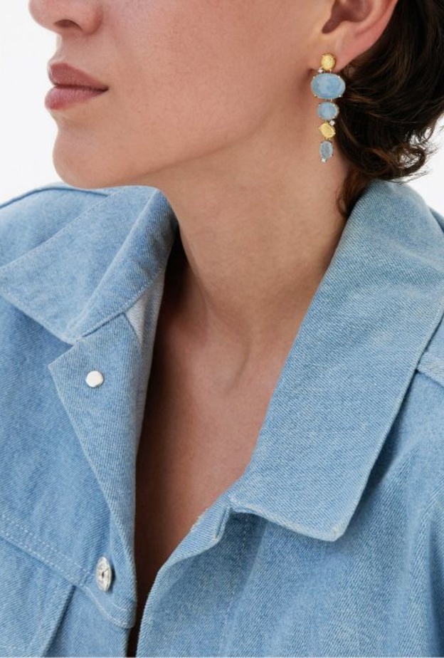 أقراط أذن مرصعة بالأكوامارين من نانيس Nanis 