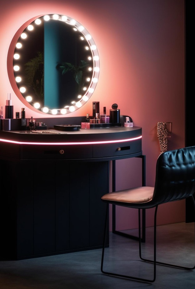 تصميم مودرن وجريء لطاولات مكياج غرف النوم