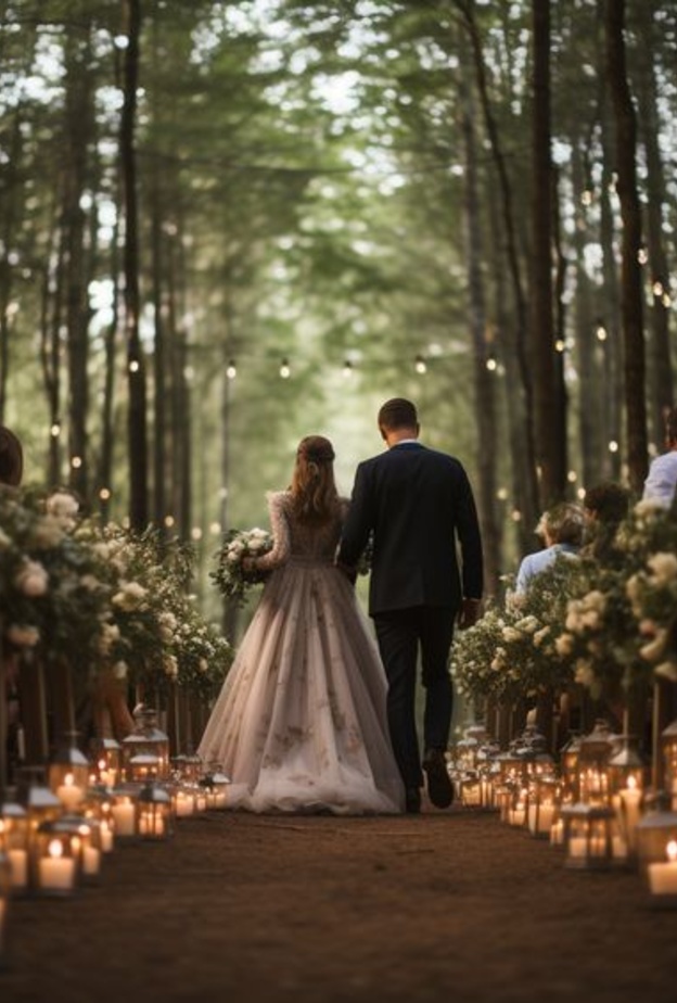 ديكور بالشمع لمسار دخول العروس الرومانسية إلى حفل الزفاف