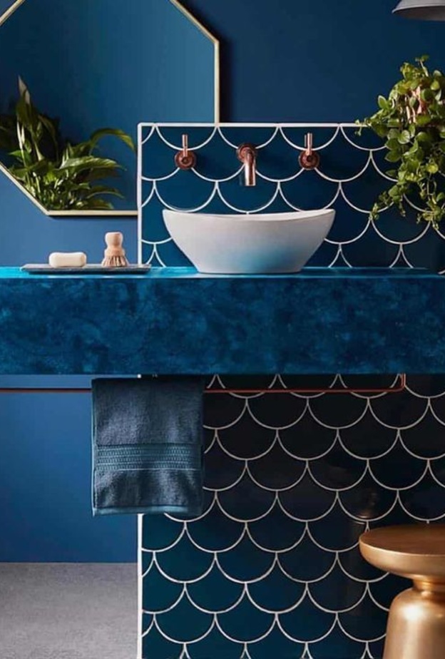 كيفية تصميم الحمامات باستخدام نظام الألوان الأحادية monochromatic: