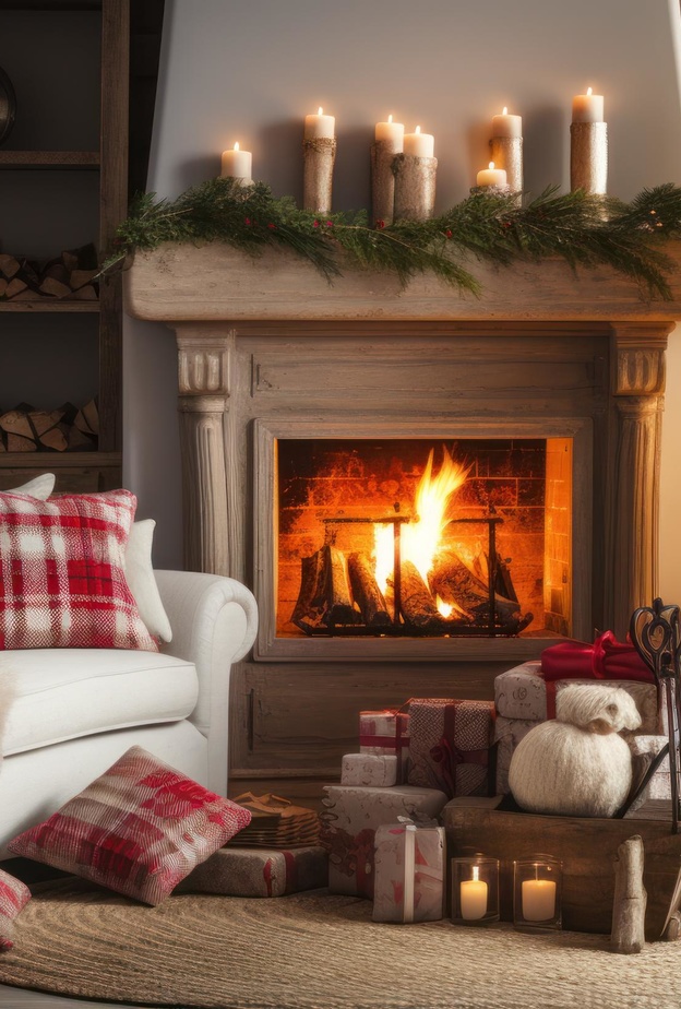 الأقمشة برسومات المربعات تطبع ديكورات المنزل بروح عيد الميلاد