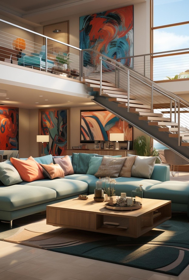 اللوحات الفنية في تزيين جدران الشقق الدوبلكس