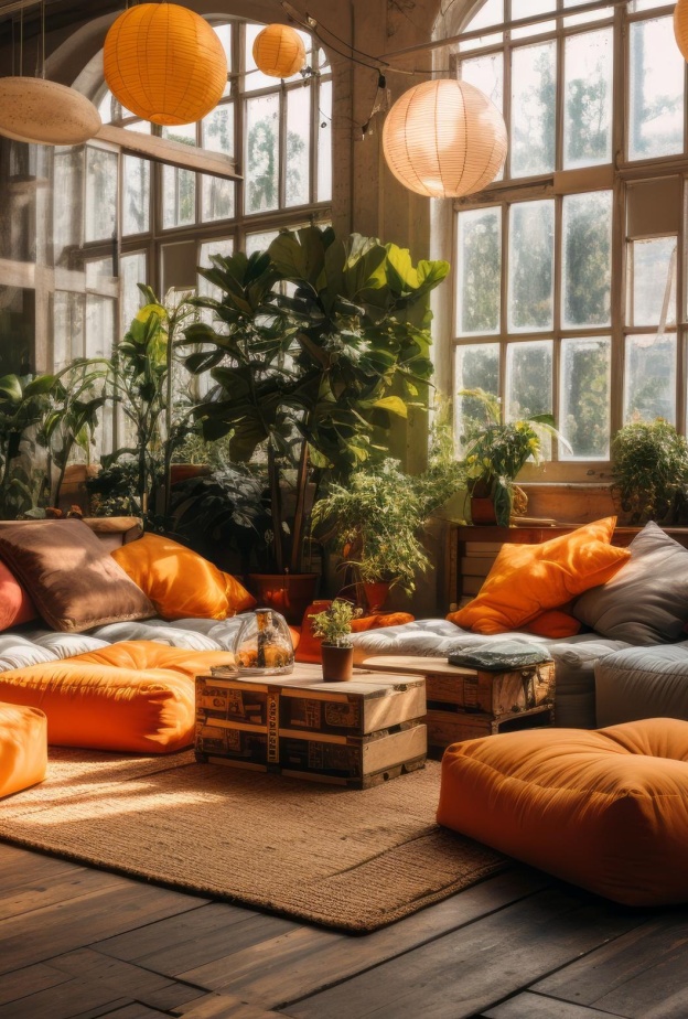 أفكار رائعة للجلسات الأرضية في ديكورات منزل عصري ومريح