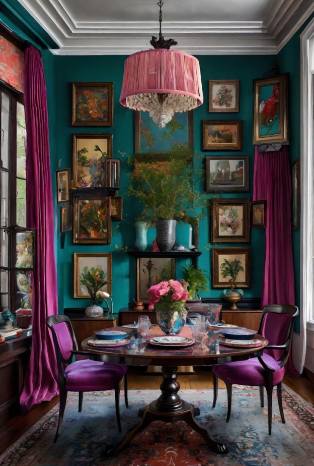 نغمات الجواهر jewel tones، من أجمل اتجاهات هذا العام لغرف الطعام