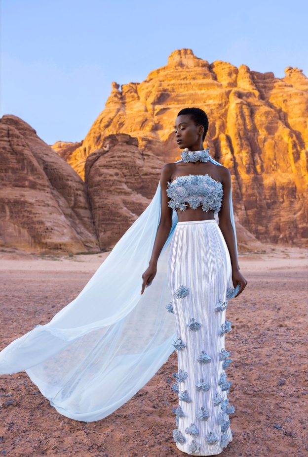 فستان بقطعتين من مجموعة رامي قاضي لصيف 2024