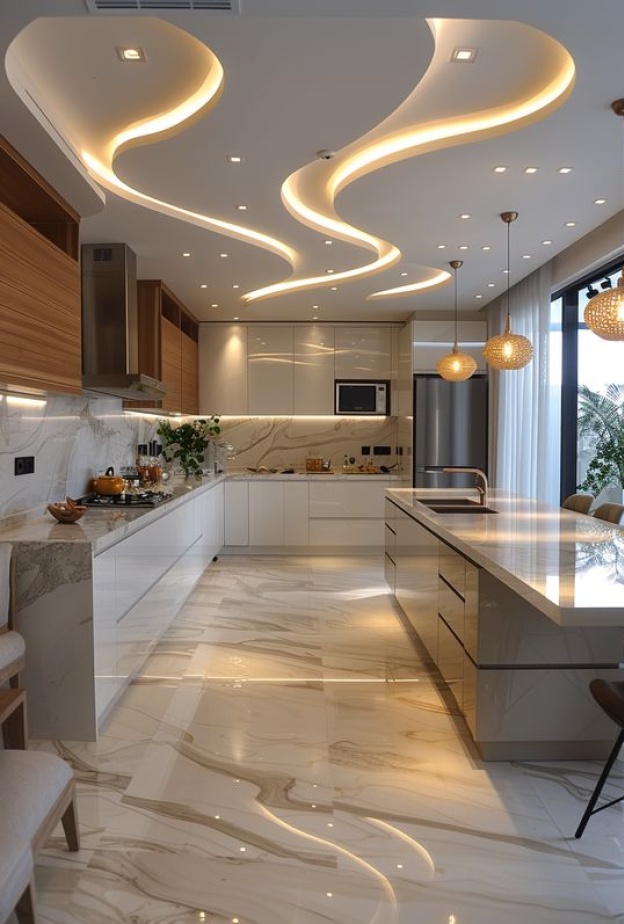 الأشكال المنحنية من أجمل التصاميم التي يمكن اختيارها لأسقف جبس بورد حديثة