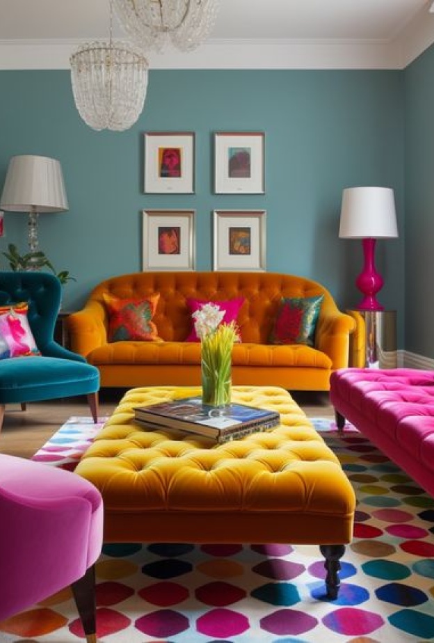 البرتقالي والوردي من أجمل الألوان المميزة لديكور الدوبامين