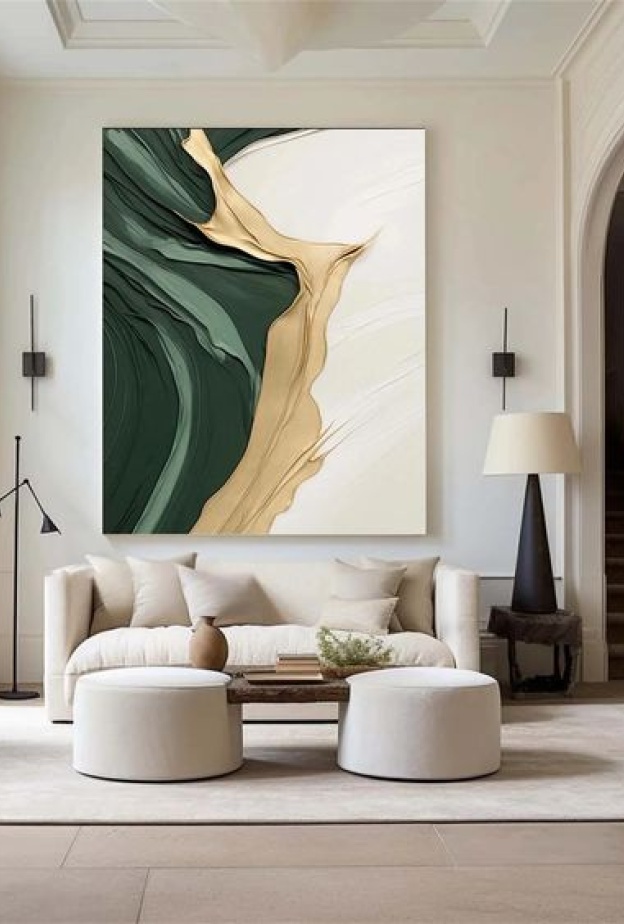 جدران مزينة بلوحة فنية كبيرة الحجم