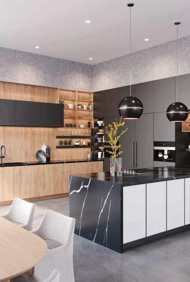 يفضل دمج المواد العضوية والطبيعية مثل الخشب الطبيعي، الحجر والمعادن لخلق مظهر متوازن