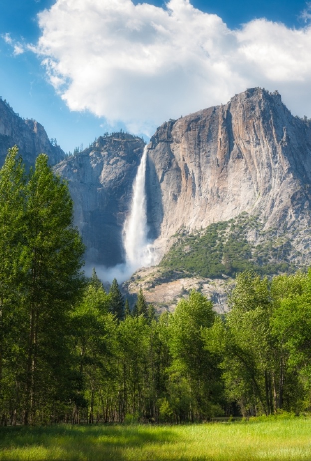 2-	أعلى شلال في متنزه يوسميت الوطني، كاليفورنيا، الولايات المتحدة الأمريكية 