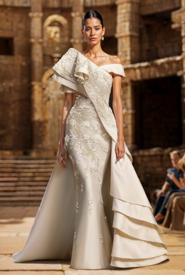 إطلالة أميرية بقصة الكتف الواحد من سعيد قبيسي