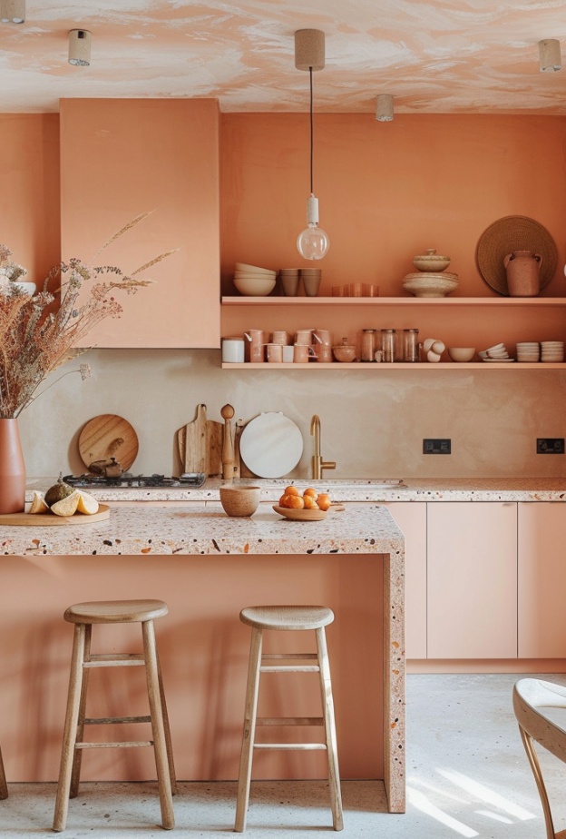 المطابخ باللون الخوخي الفاتح خيارًا مثاليًا لمن يبحثون عن الأناقة والجمال