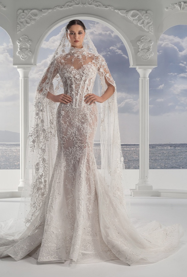 عروس زياد نكد مشبعة بتطريزات الورود